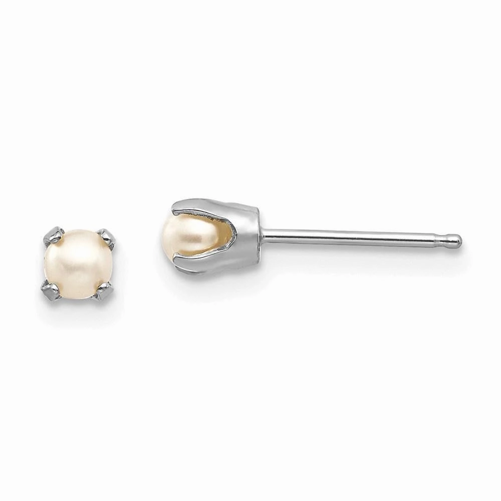 14k White Gold 3mm FW Cultured Pearl Stud Earrings
