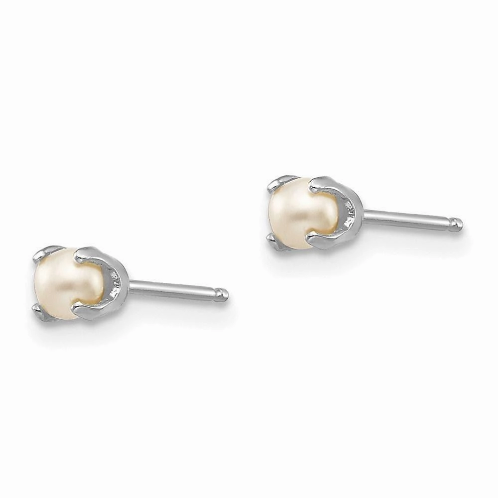 14k White Gold 3mm FW Cultured Pearl Stud Earrings