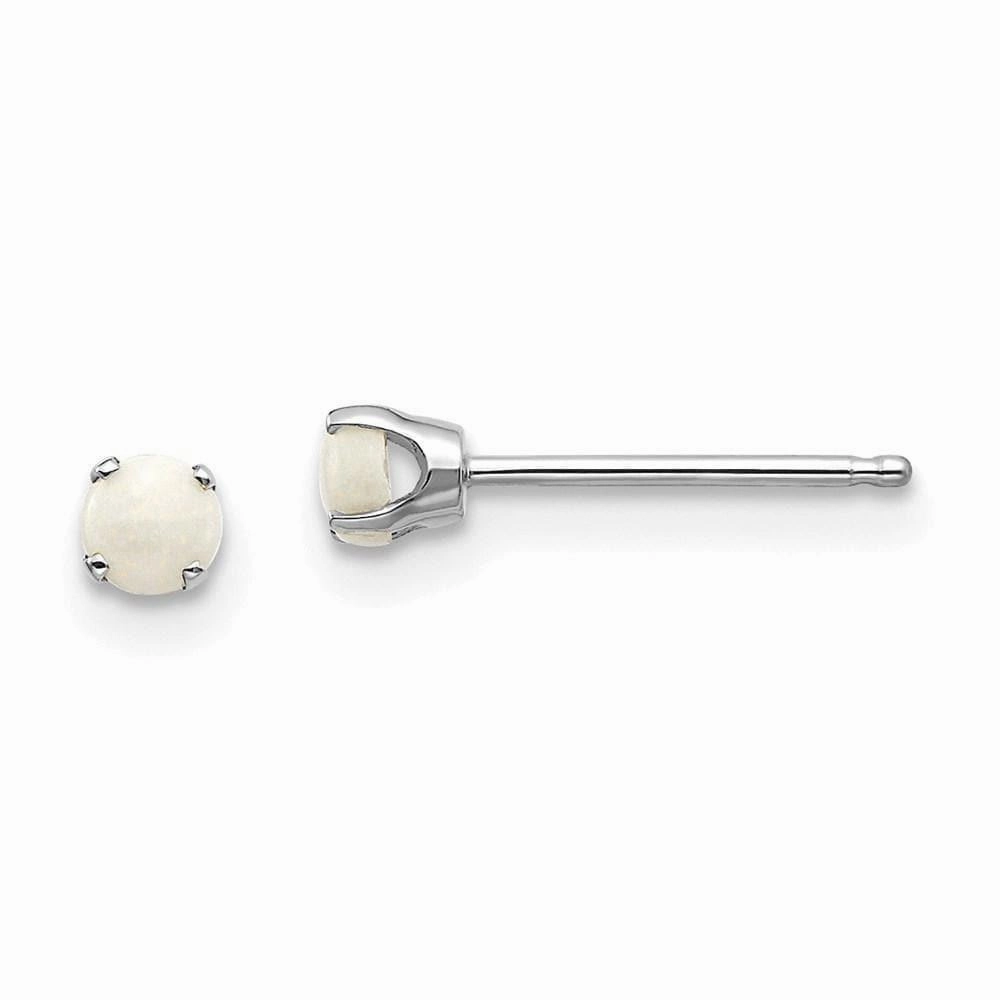 14k White Gold 3mm Opal Stud Earrings