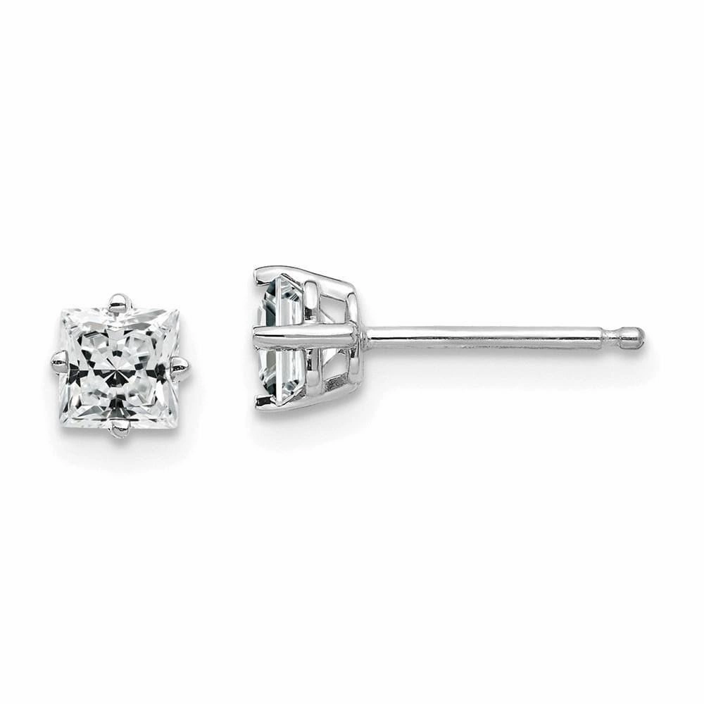 14k White Gold 4mm Cubic Zirconia Earrings