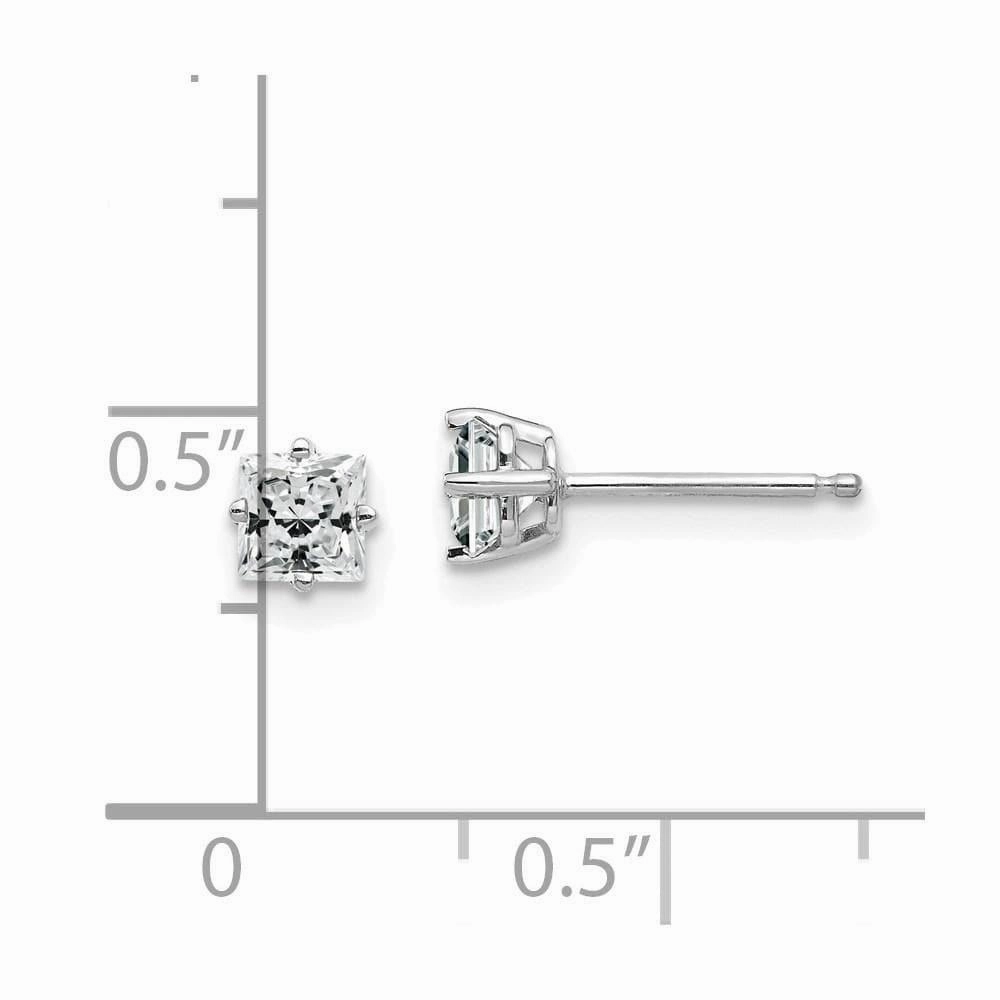 14k White Gold 4mm Cubic Zirconia Earrings