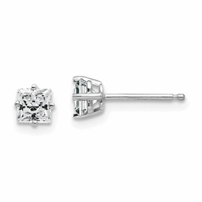 14k White Gold 4mm Cubic Zirconia Earrings