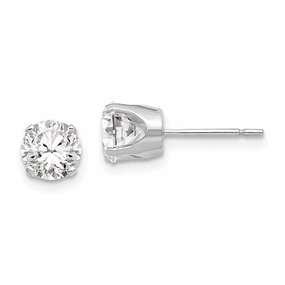 14k White Gold 5.75mm CZ stud earrings