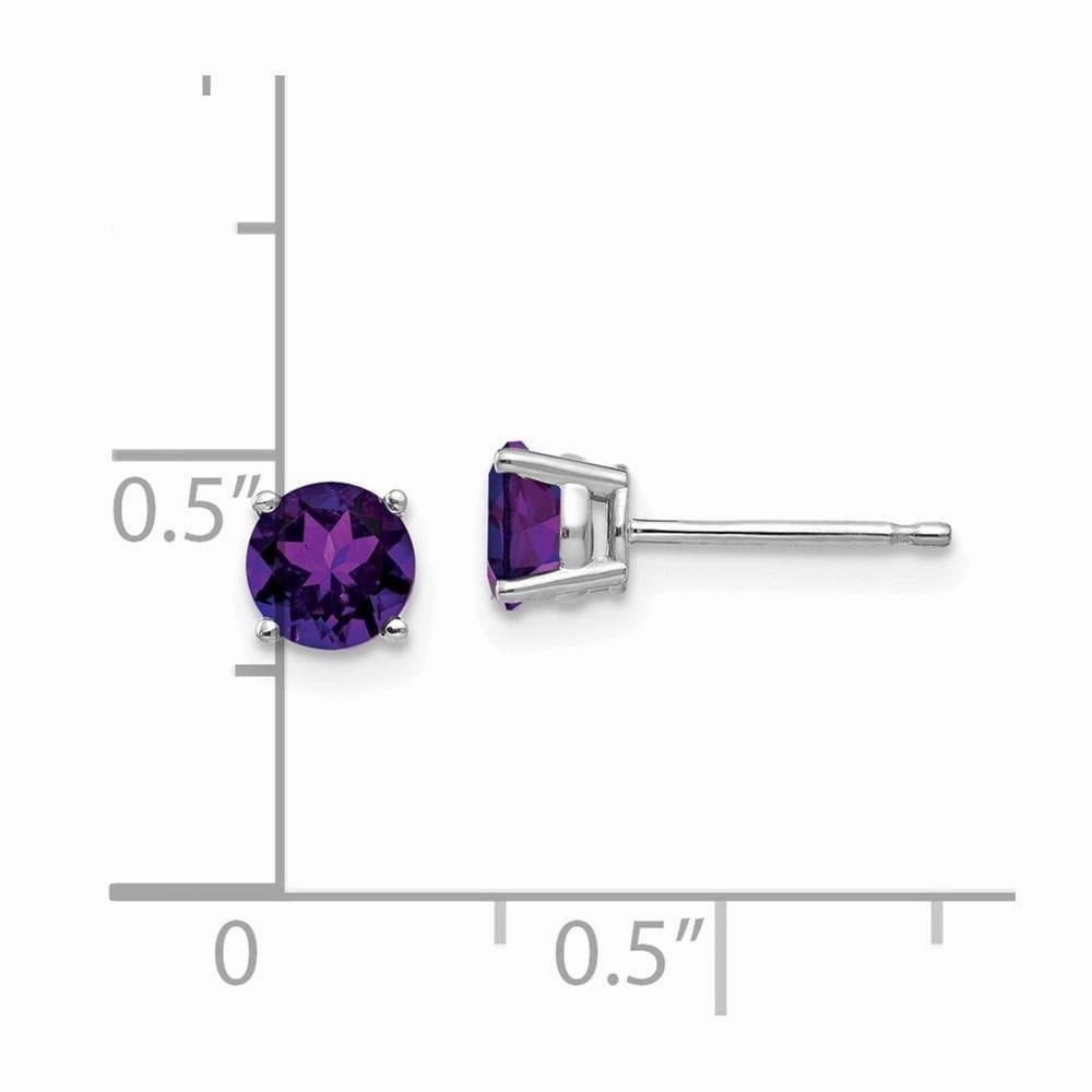 14k White Gold 5mm Amethyst Earrings