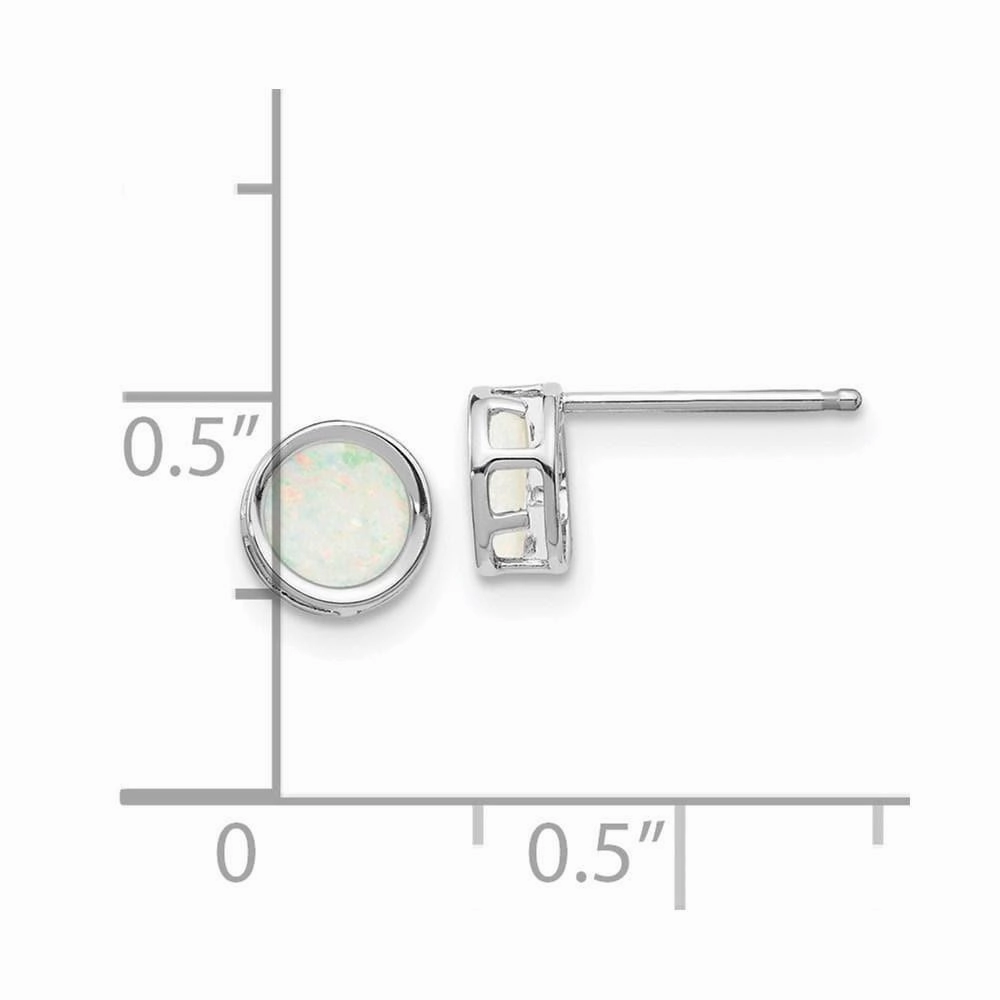 14k White Gold 5mm Bezel Opal Stud Earrings