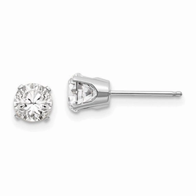 14k White Gold 5mm White Topaz Stud Earrings