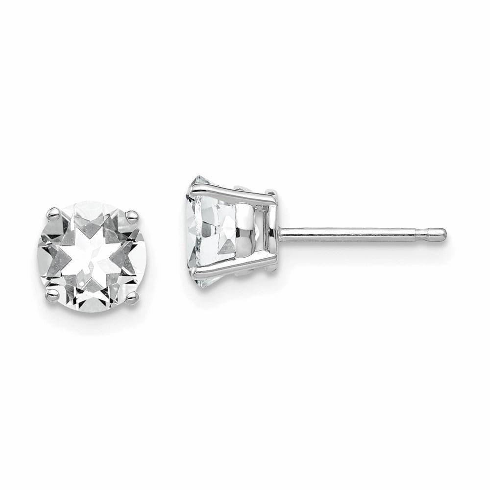 14k White Gold 6mm Cubic Zirconia Earrings