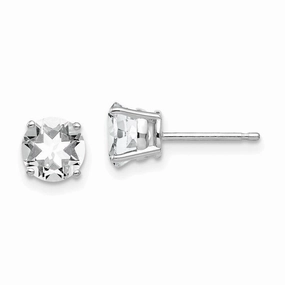 14k White Gold 6mm Cubic Zirconia Earrings