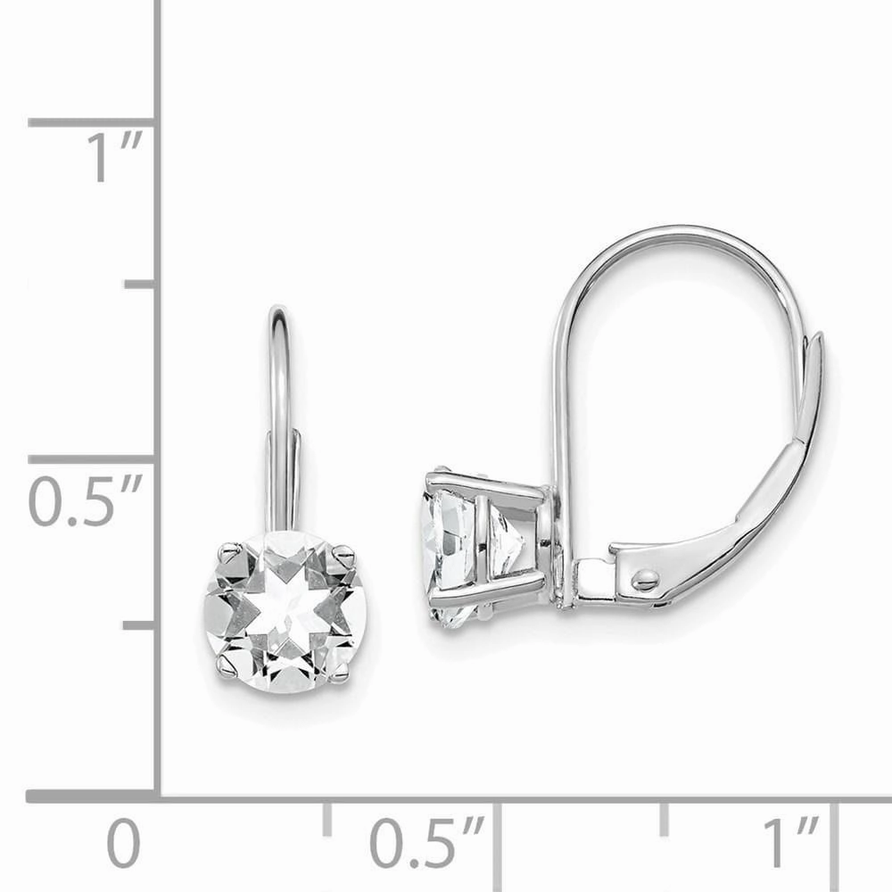 14k White Gold 6mm Cubic Zirconia Leverback Earrings
