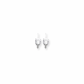 14k White Gold 6mm Cubic Zirconia Leverback Earrings