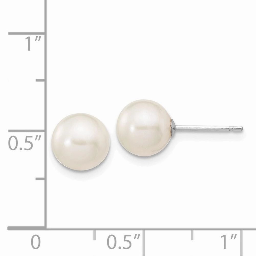 14k White Gold 7-8mm White Round FW Cultured Pearl Stud Post Earrings