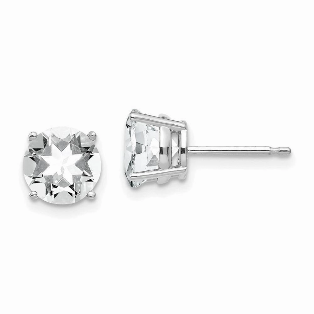 14k White Gold 7mm Cubic Zirconia Earrings