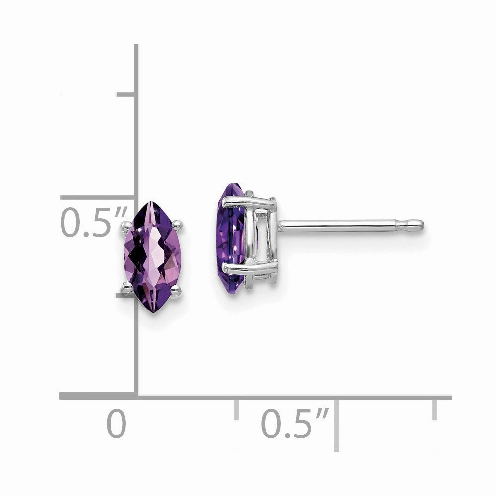 14k White Gold 7x3.5mm Marquise Amethyst earring