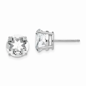 14k White Gold 8mm Cubic Zirconia Earrings