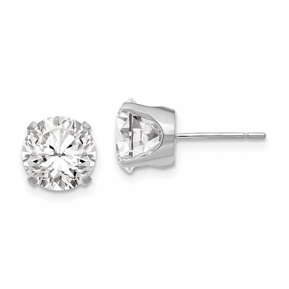 14k White Gold 8mm CZ stud earrings