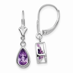 14k White Gold 8x5mm Pear Leverback Mountings