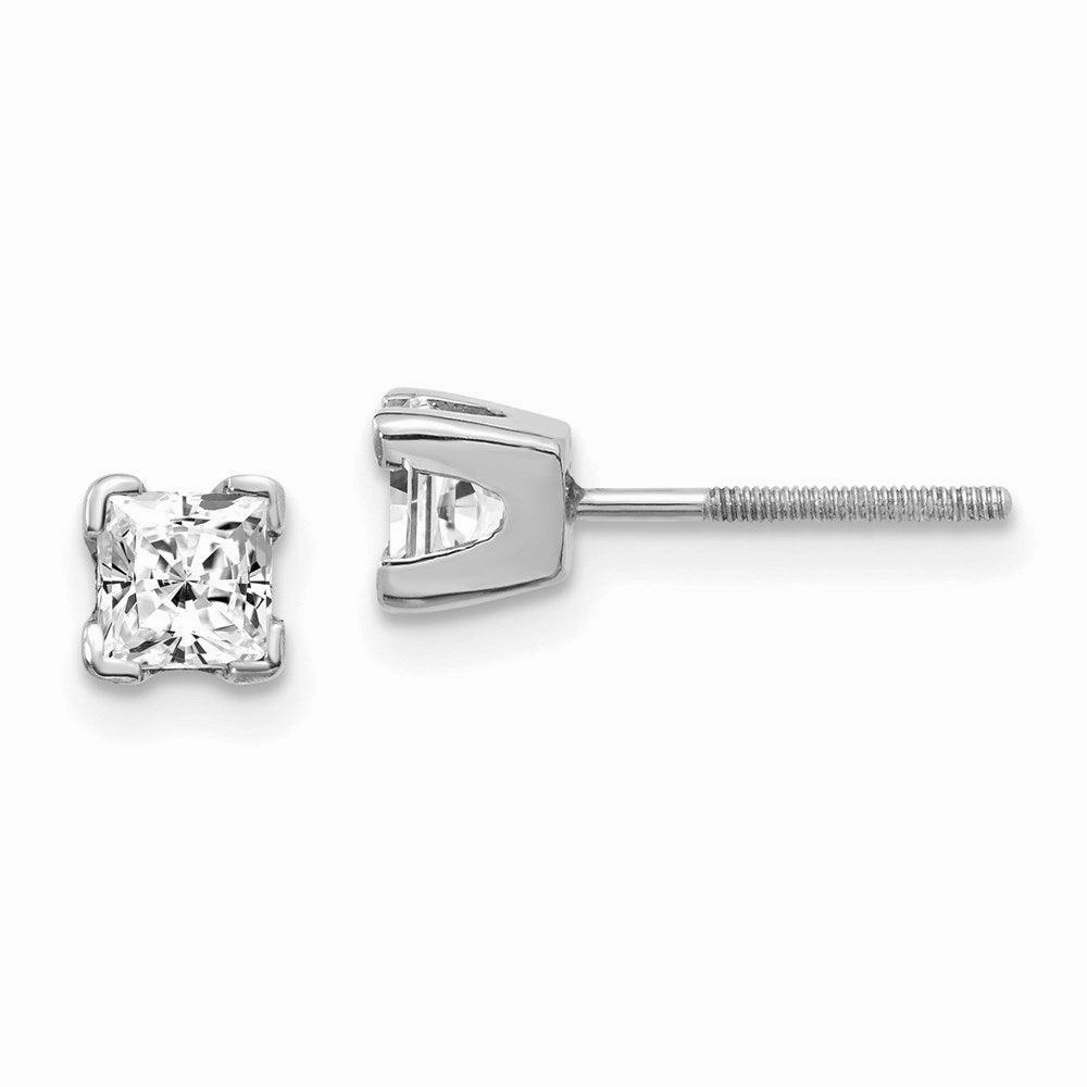 14k White Gold AAA Quality Complete Princess Cut Diamond Earring