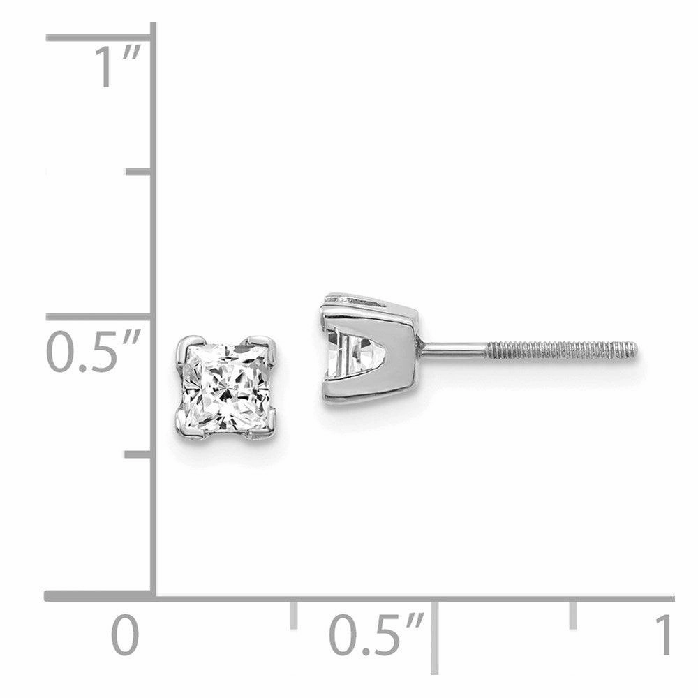 14k White Gold AAA Quality Complete Princess Cut Diamond Earring