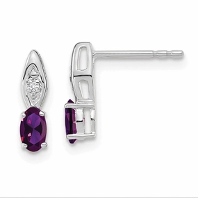 14k White Gold Amethyst Diamond Earring