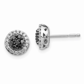 14k White Gold Black/White Diamond Earrings