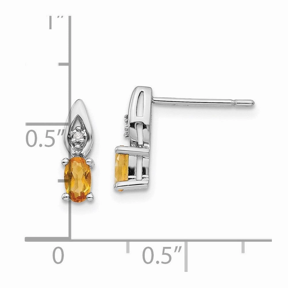 14k White Gold Citrine Diamond Earring