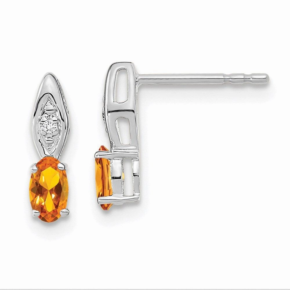 14k White Gold Citrine Diamond Earring