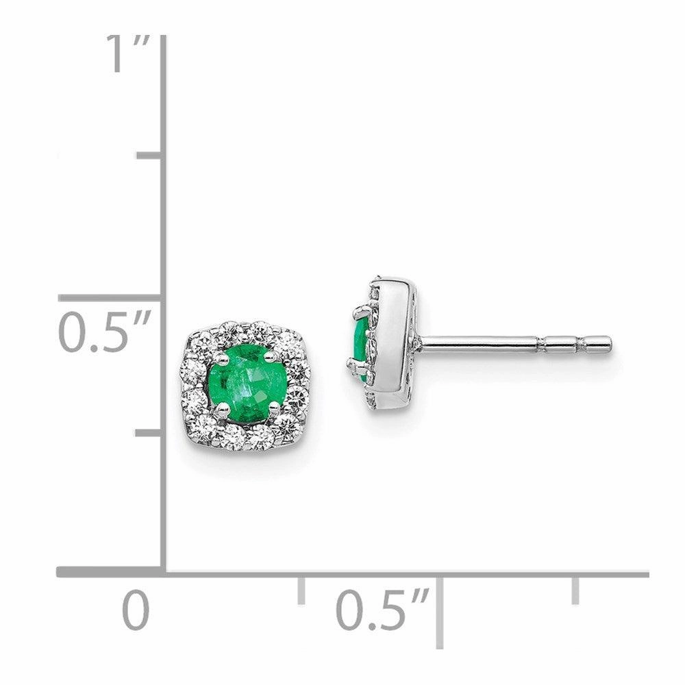 14k White Gold Diamond & Emerald Earrings