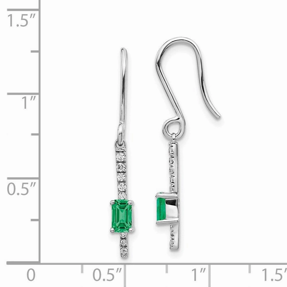 14k White Gold Diamond & Emerald Fancy Earrings