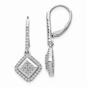 14k White Gold Diamond Cluster Earrings