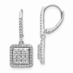14k White Gold Diamond Cluster Earrings