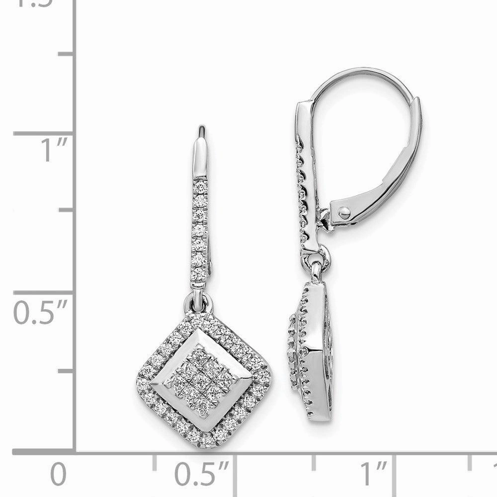 14k White Gold Diamond Cluster Earrings