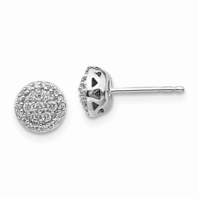 14k White Gold Diamond Cluster Earrings