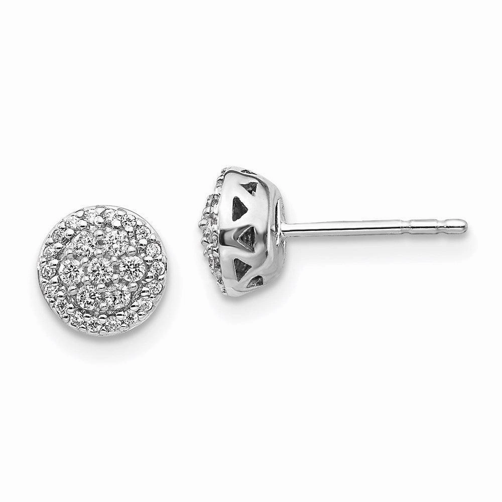 14k White Gold Diamond Cluster Earrings