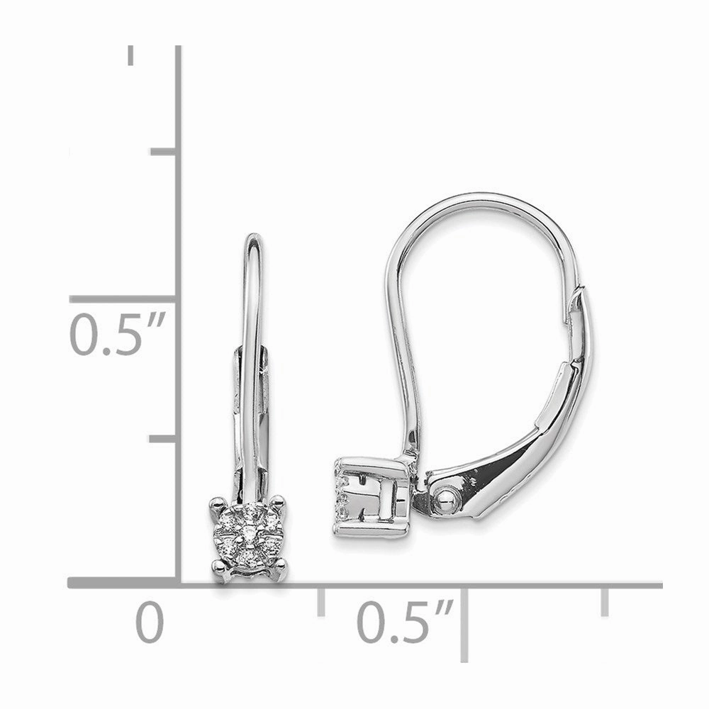 14k White Gold Diamond Cluster Leverback Earrings