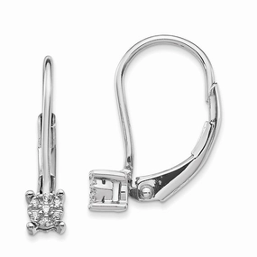 14k White Gold Diamond Cluster Leverback Earrings