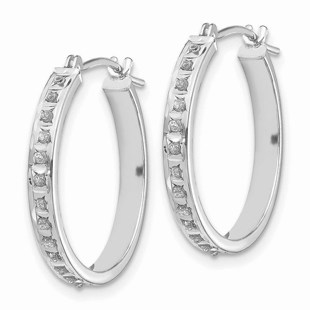 14k White Gold Diamond Fascination Round Hinged Hoop Earrings