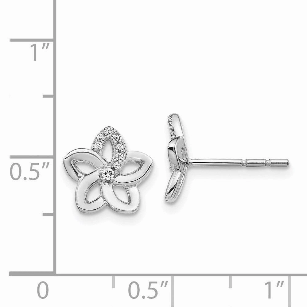 14k White Gold Diamond Flower Earrings