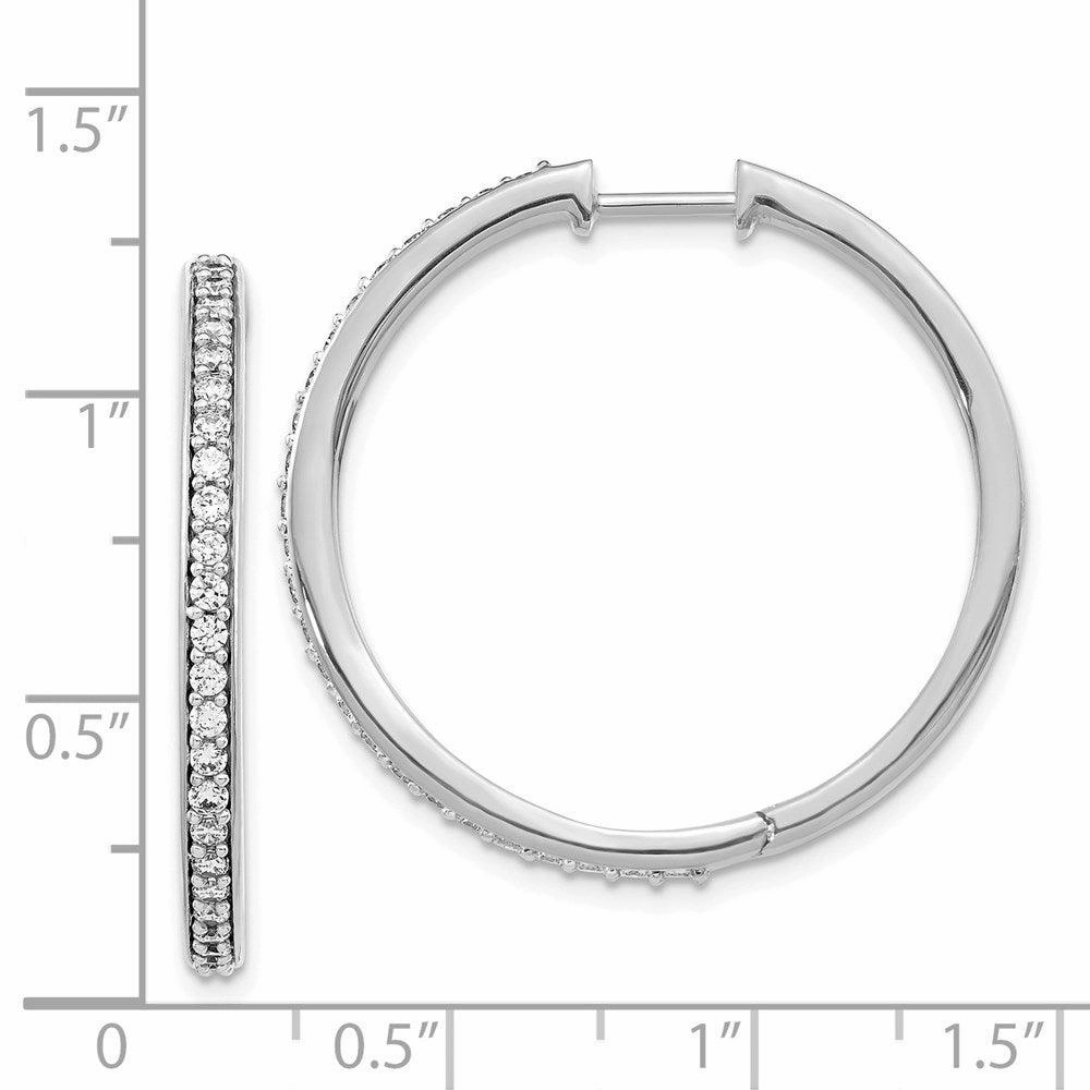 14k White Gold Diamond Hoop Earrings
