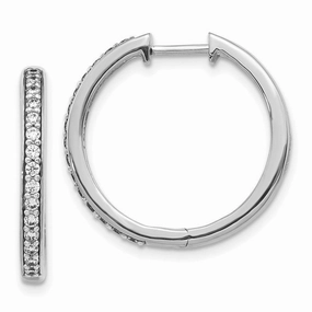 14k White Gold Diamond Hoop Earrings