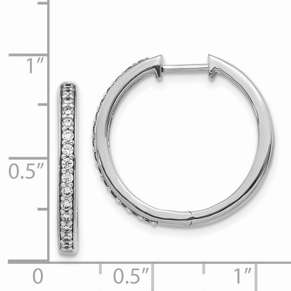 14k White Gold Diamond Hoop Earrings