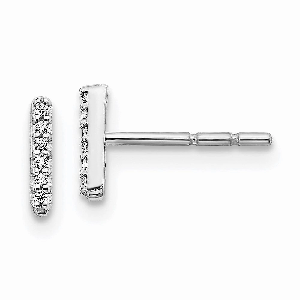 14k White Gold Diamond Initial I Earrings