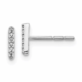 14k White Gold Diamond Initial I Earrings