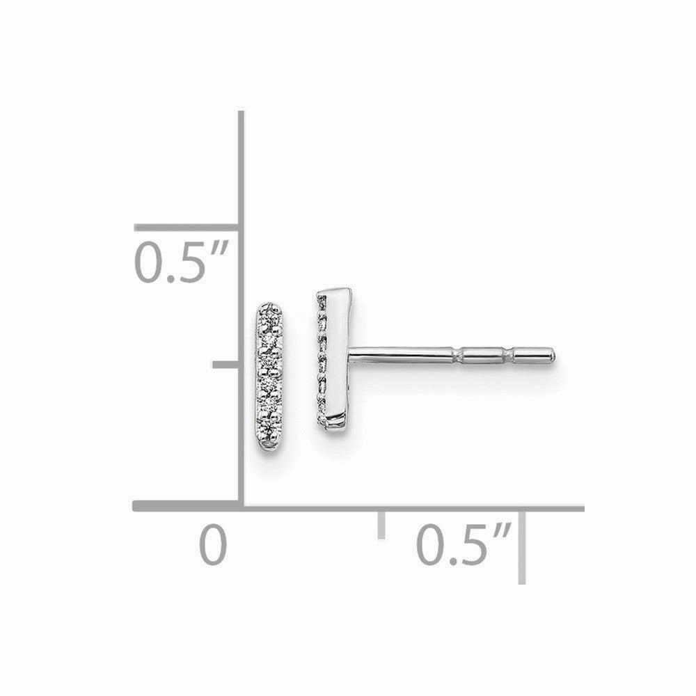14k White Gold Diamond Initial I Earrings