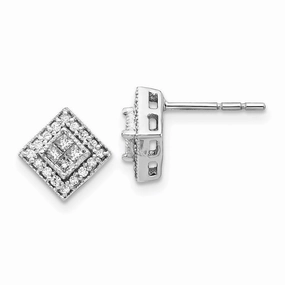 14K White Gold Diamond Post Earrings