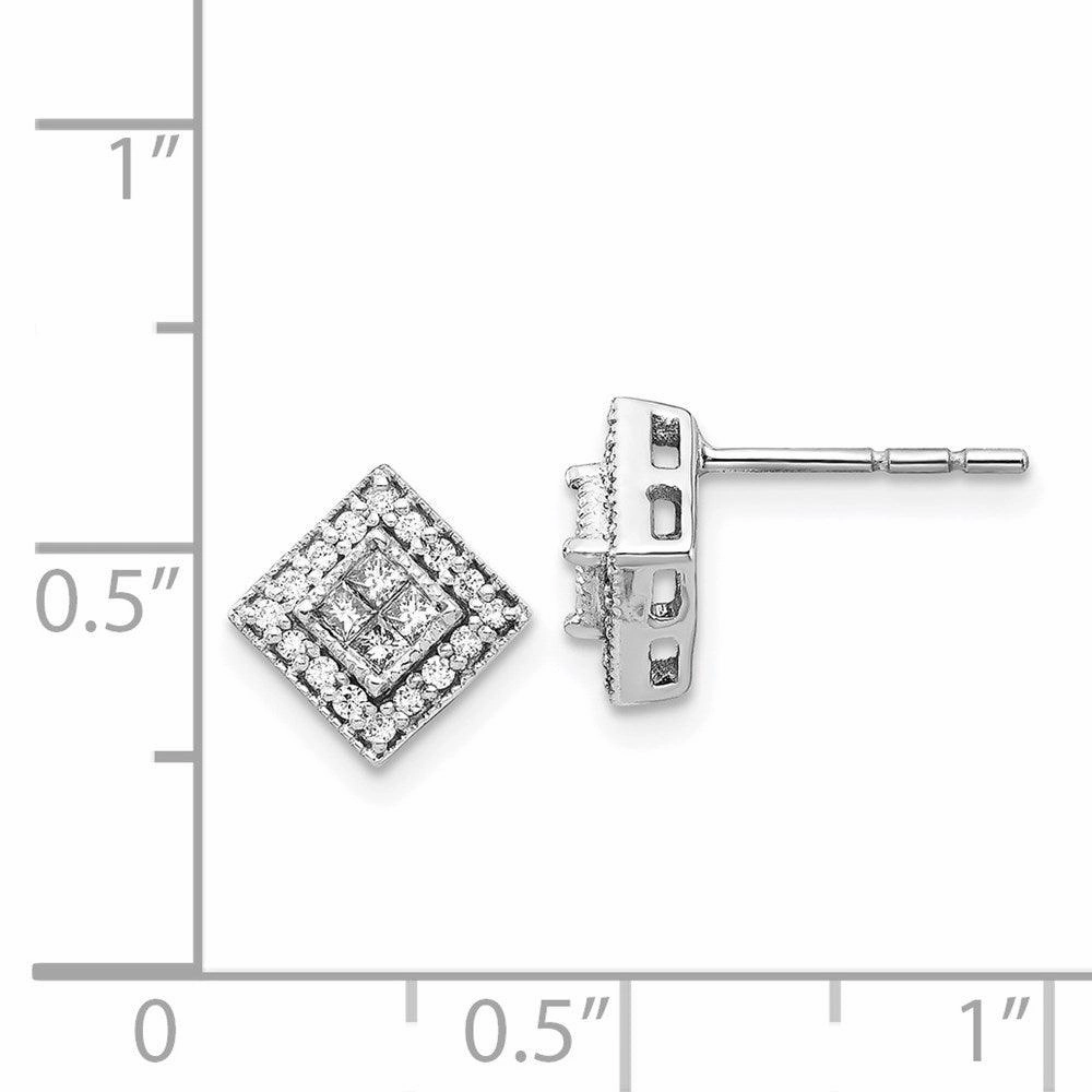 14K White Gold Diamond Post Earrings