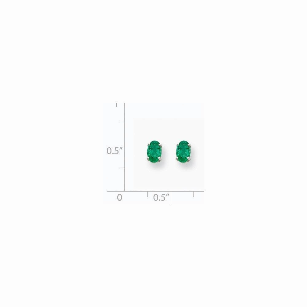 14k White Gold Emerald Earrings