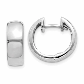 14k White Gold Hinged Hoop Earrings