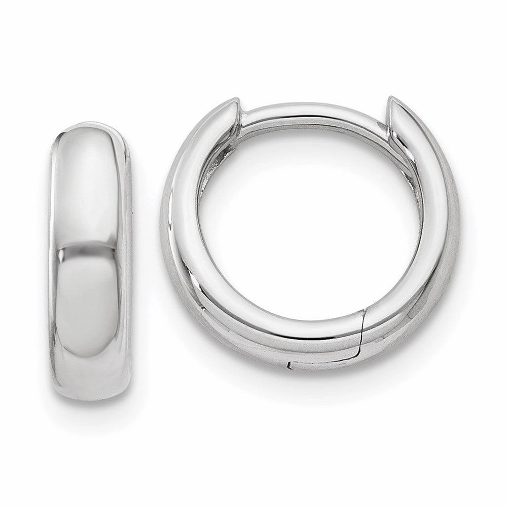 14k White Gold Hinged Hoop Earrings