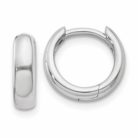 14k White Gold Hinged Hoop Earrings