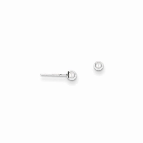 14k White Gold Polished 3mm Ball Post Earrings